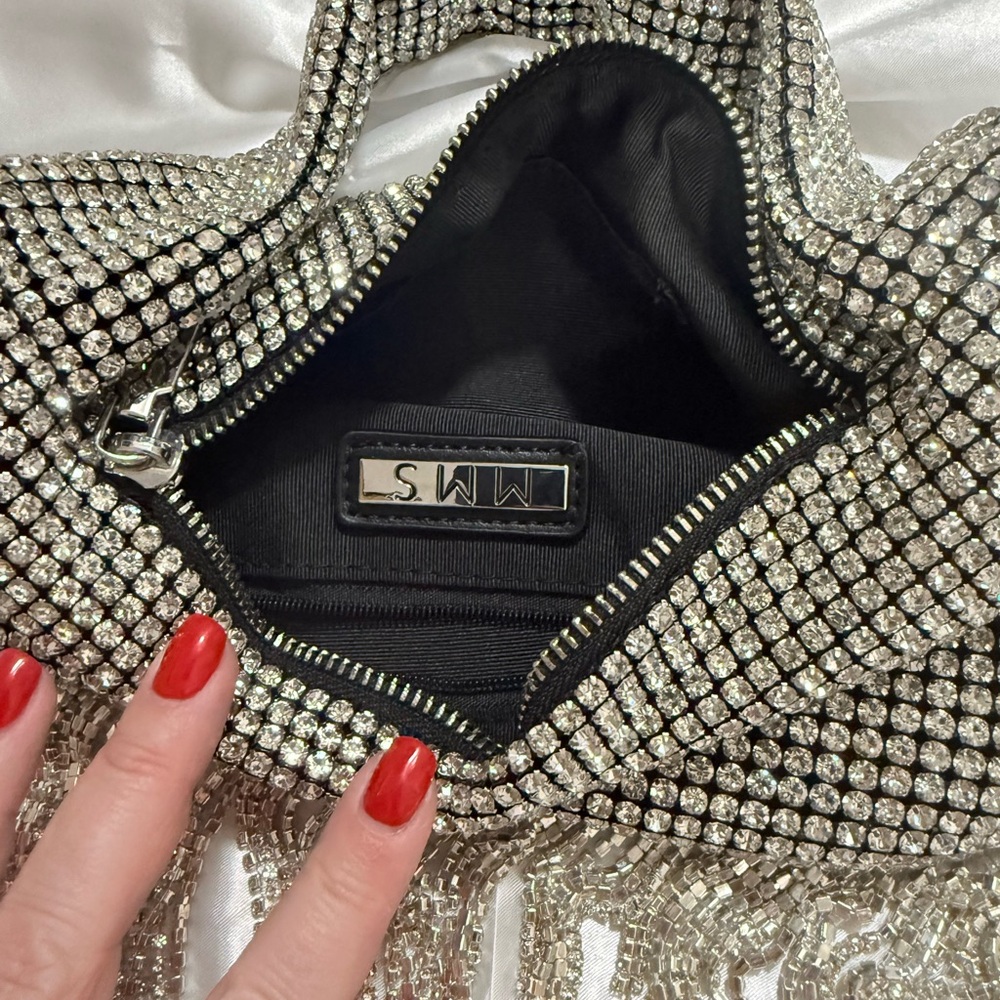 Silver Rhinestone Fringe Bag - Picture 6 of 6